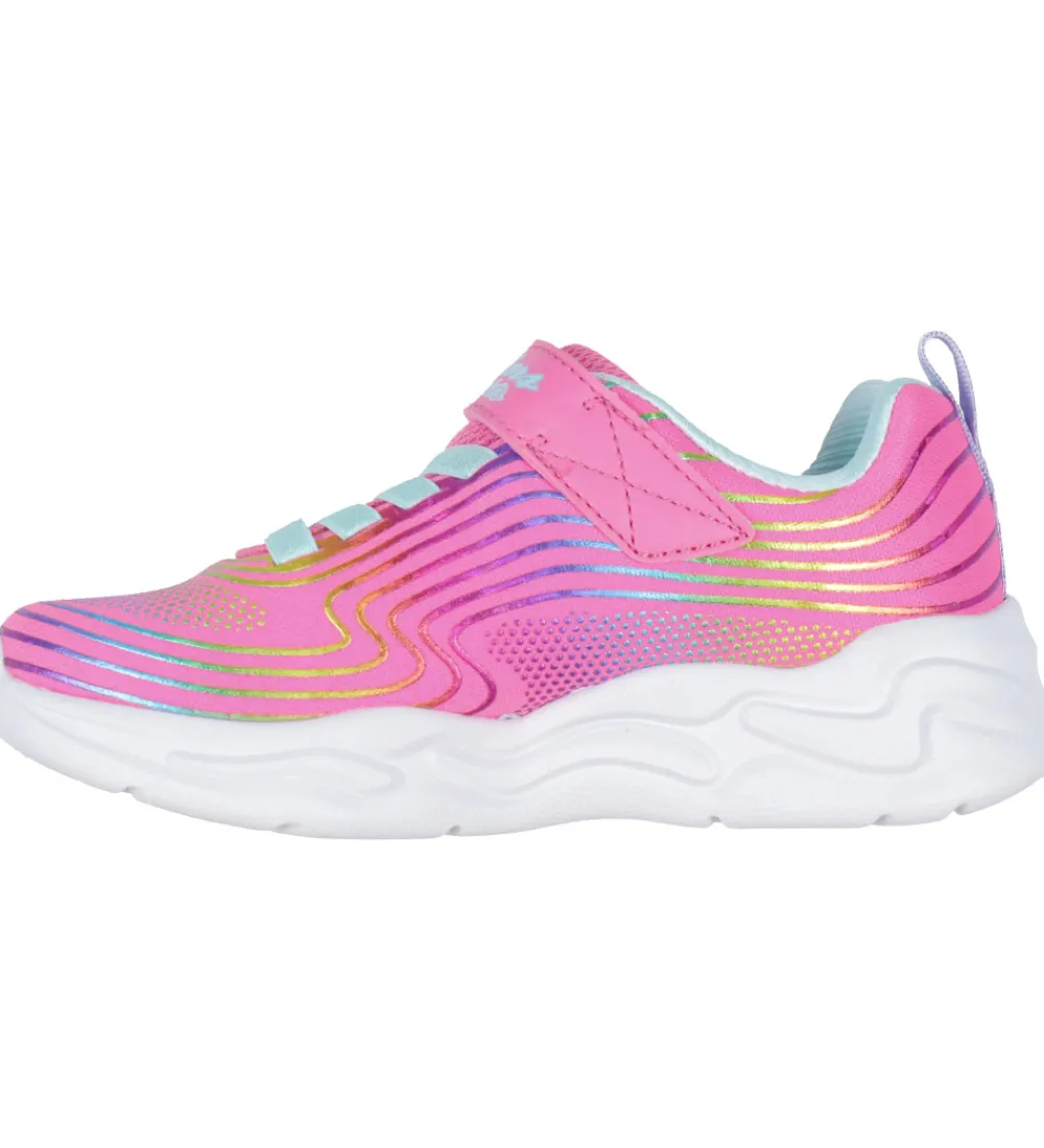 Skechers Blinkesko*Sko m. Lys - Wavy Beams - Pink/Multi