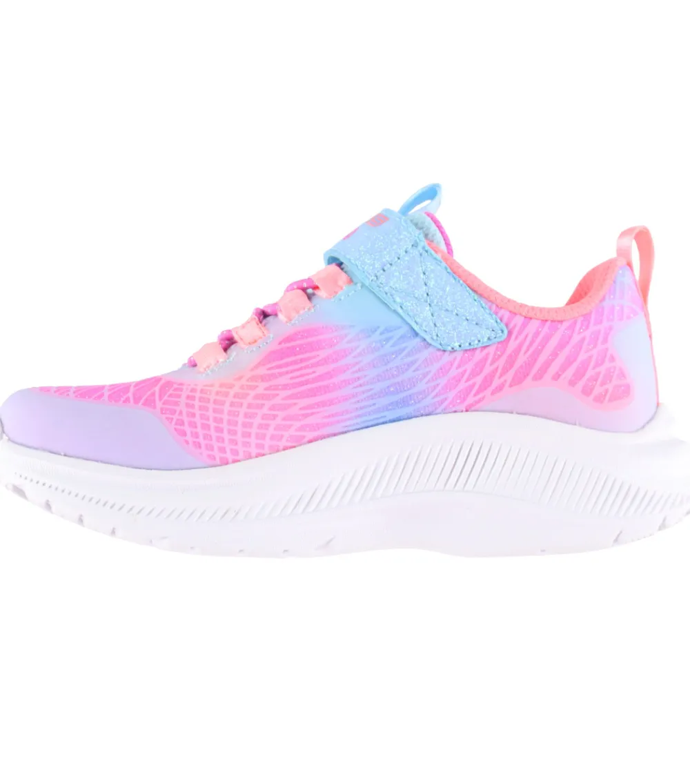 Sneakers-Skechers Sketchers Sko m. Lys - Rainbow Reflection - Light Blue/ Multi