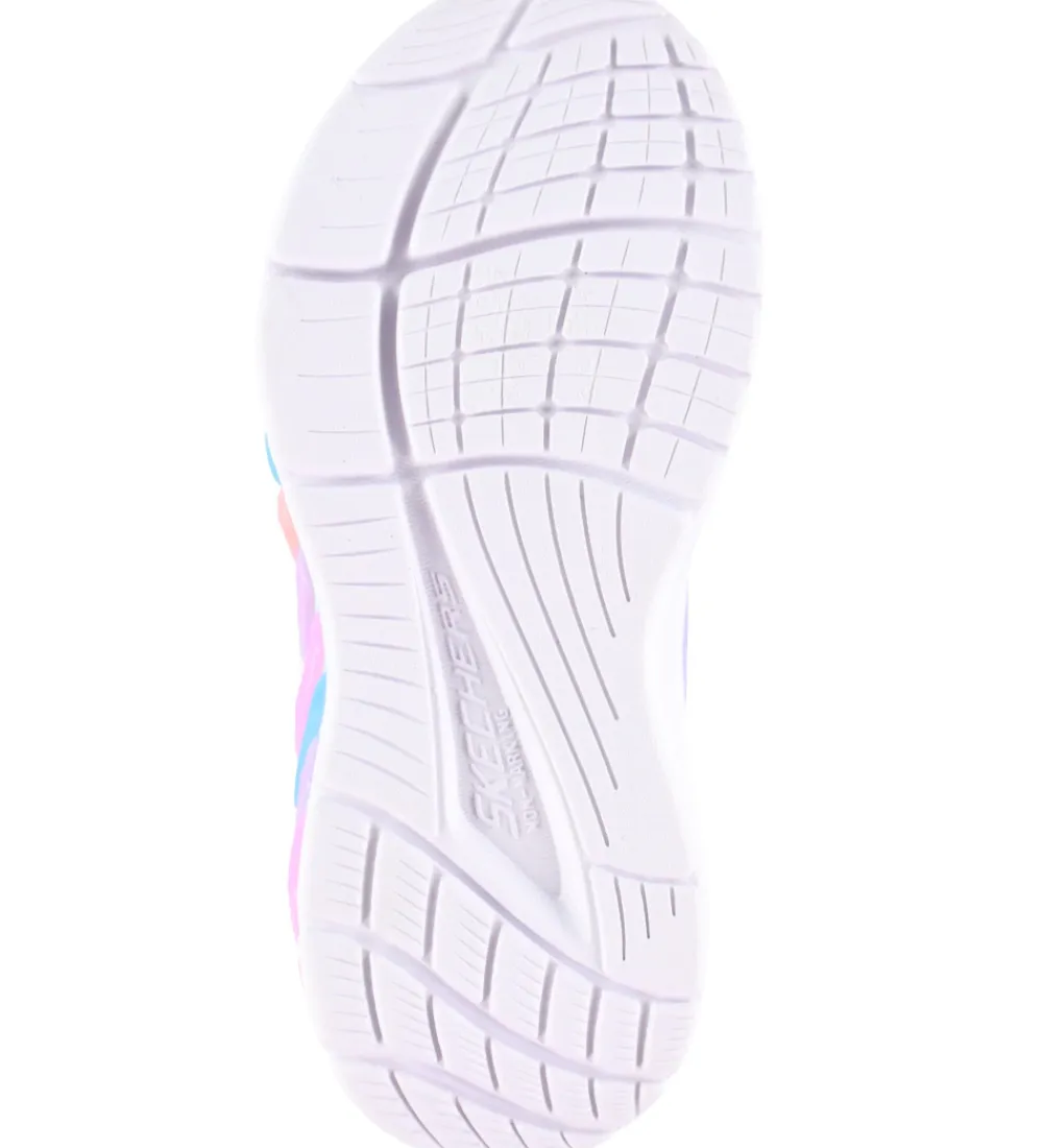 Sneakers-Skechers Sketchers Sko m. Lys - Rainbow Reflection - Light Blue/ Multi