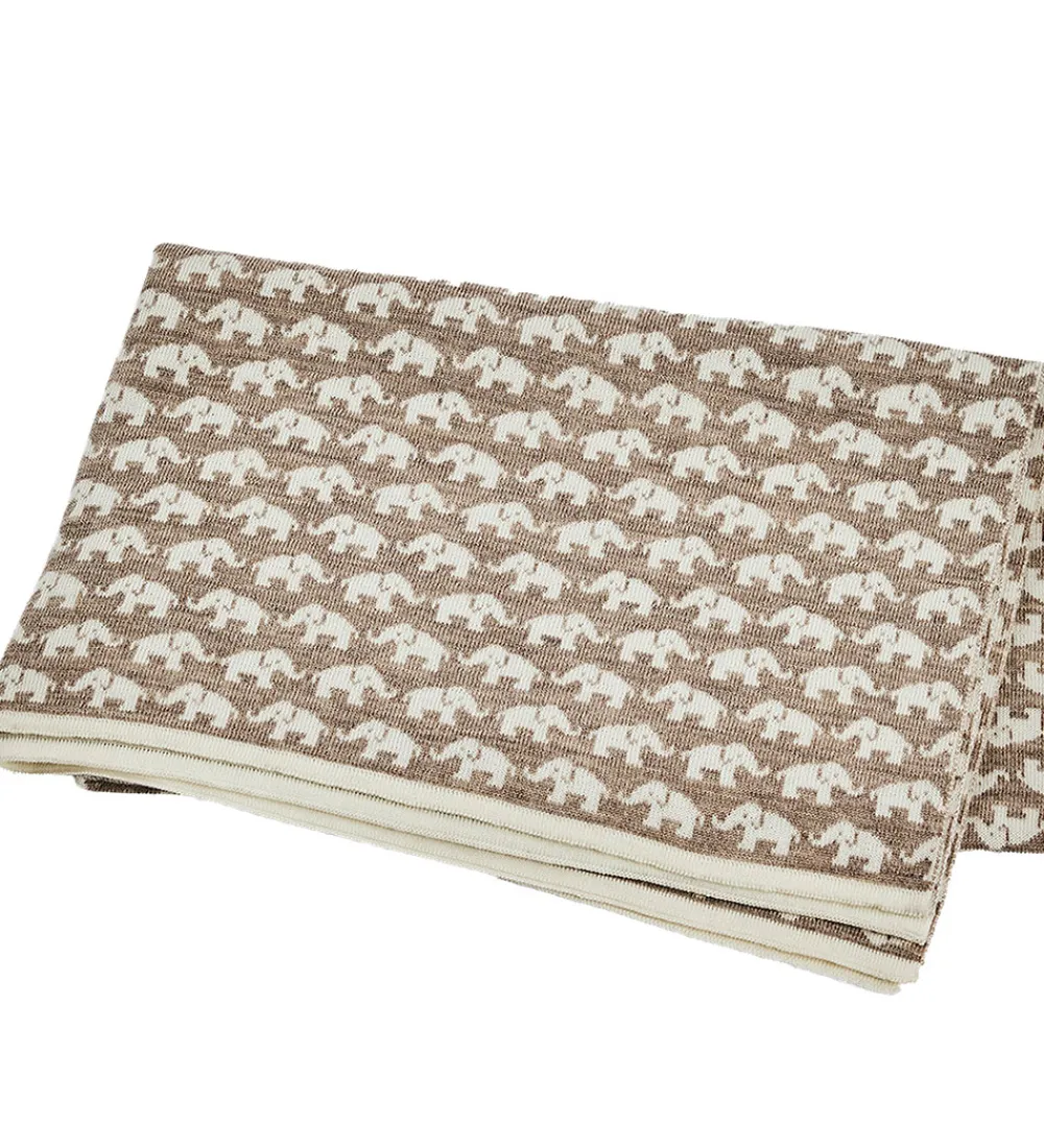 Smallstuff Børneværelset|Tæpper*Babytæppe - Uld - 80x100 cm - Elephants - Natur