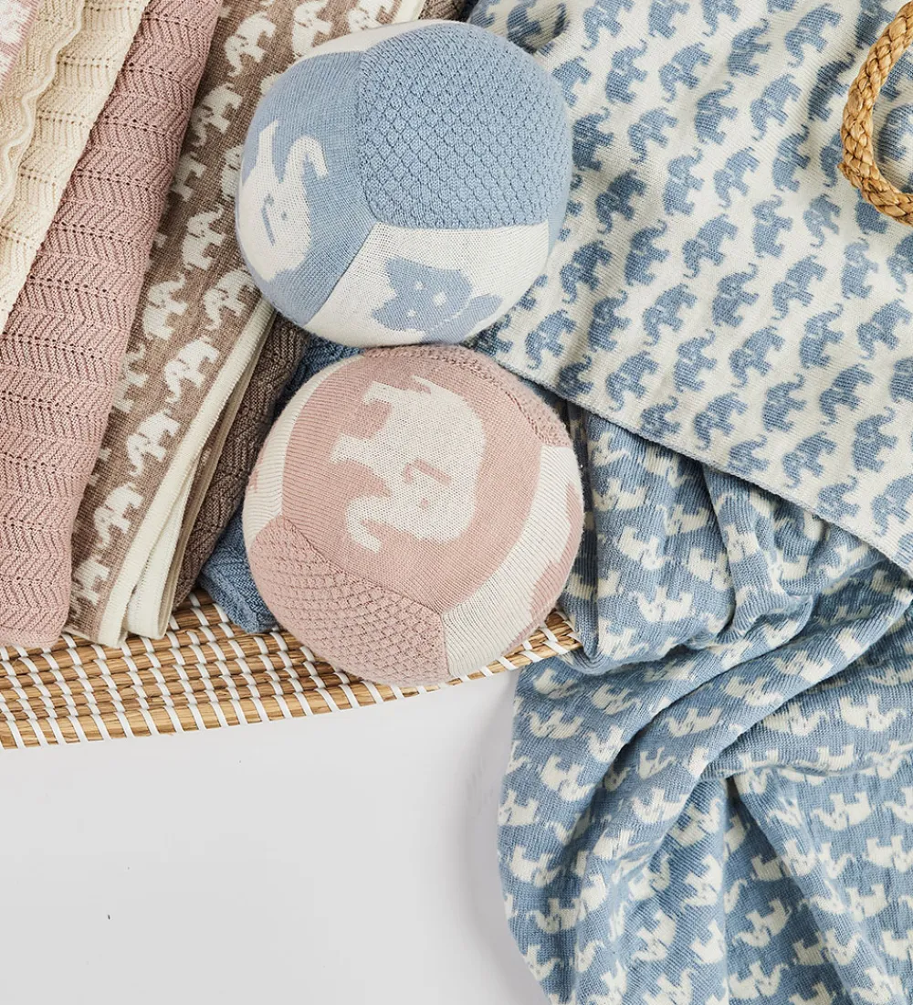 Smallstuff Tæpper|Børneværelset*Babytæppe - Uld - 80x100 cm - Elephants - Blå