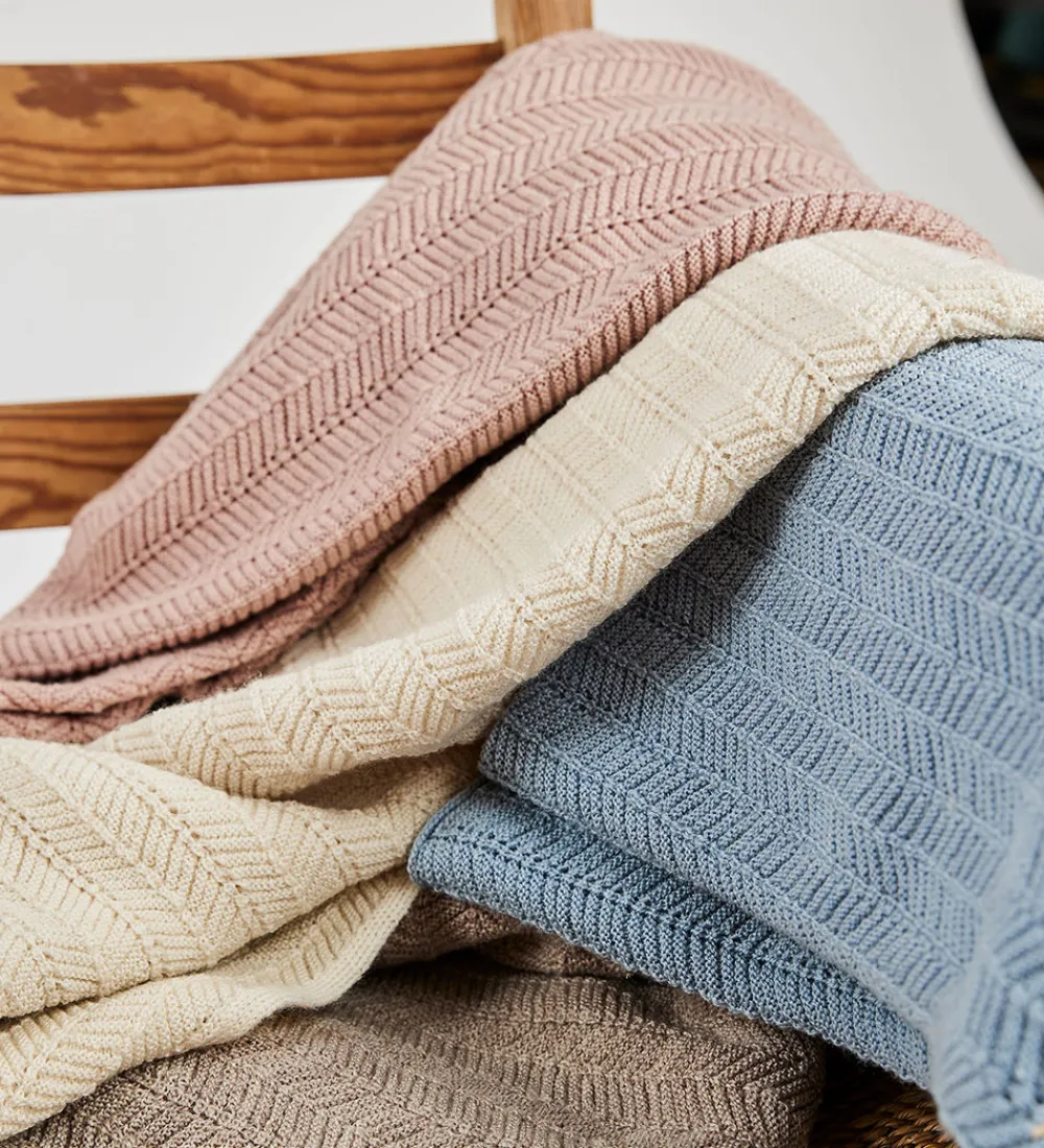 Tæpper|Børneværelset-Smallstuff Babytæppe - Uld - 80x100 cm - Fishbone - Powder