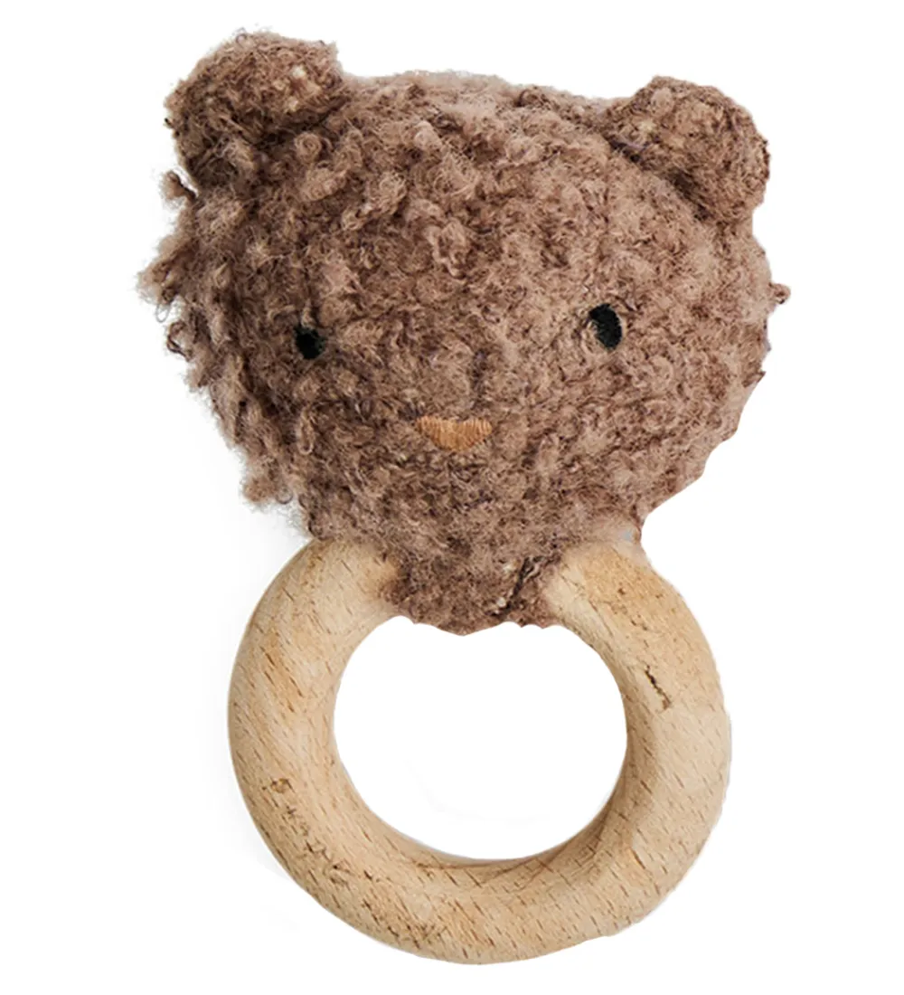 Gribelegetøj-Smallstuff Rangle - Bear - Uld - Rose Brown