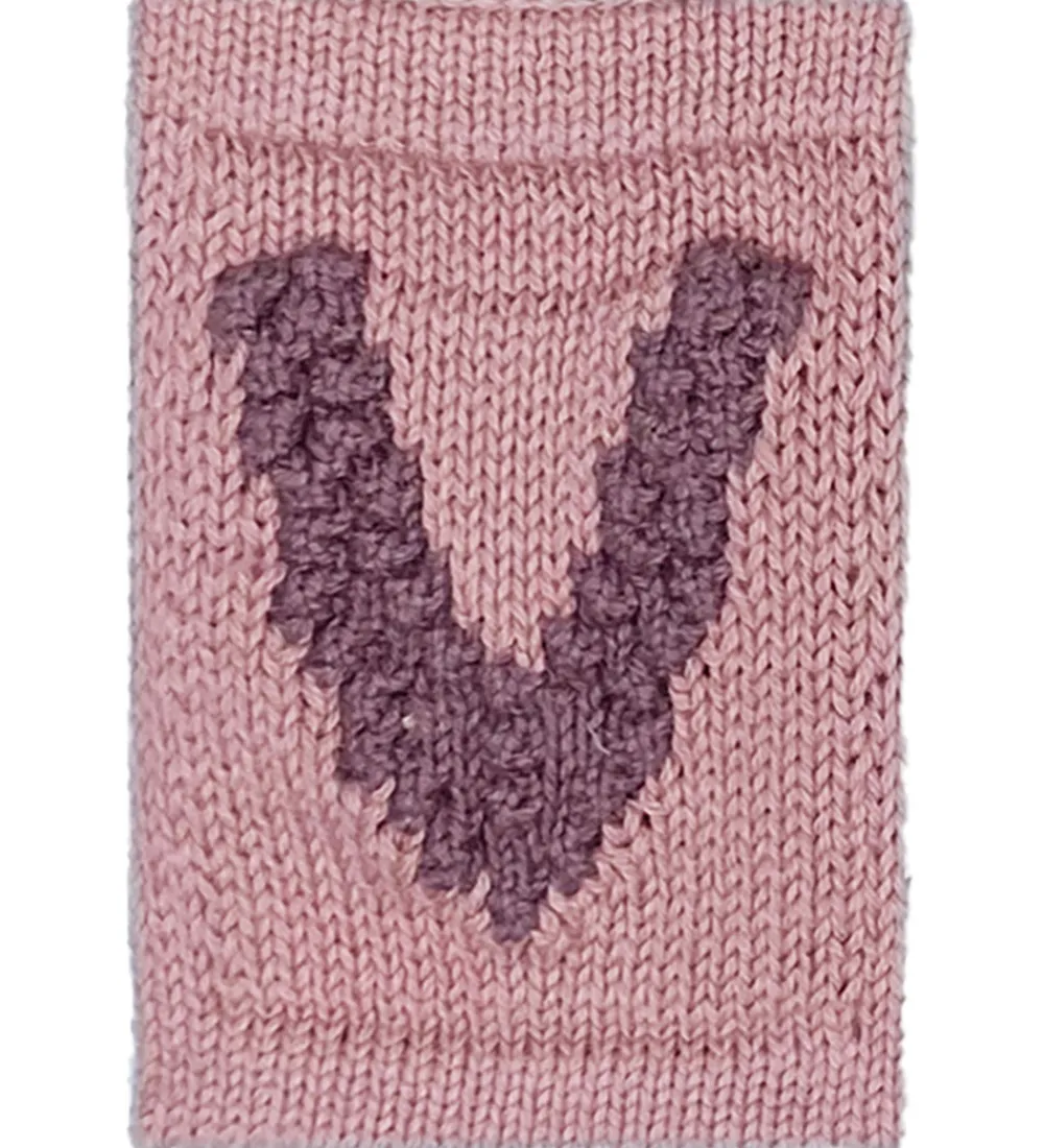 Flagranker-Smallstuff Strikket Bogstav - V - Rosa Alfabet