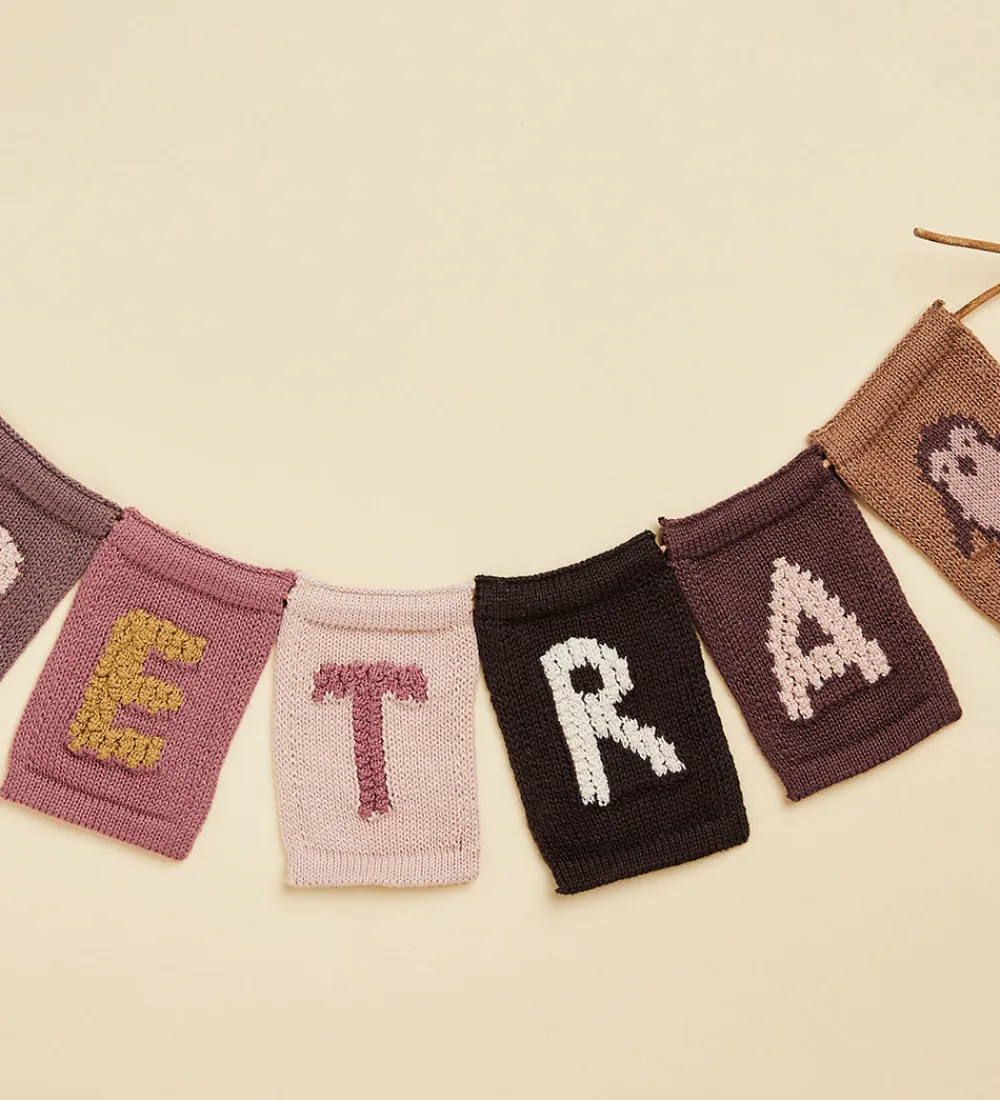 Flagranker-Smallstuff Strikket Flag - Pingvin - Rosa Motiv