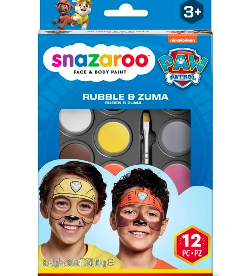 Snazaroo Sminke*Ansigtsmaling - 8 Farver - Paw Patrol Rubble & Zuma