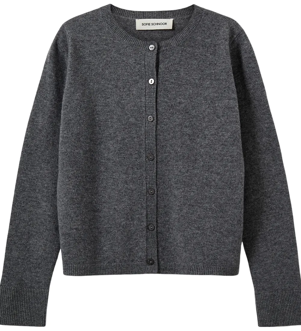 Striktrøjer-Sofie Schnoor Cardigan - Strik - Uld - Cissesy - Dark Grey Melan
