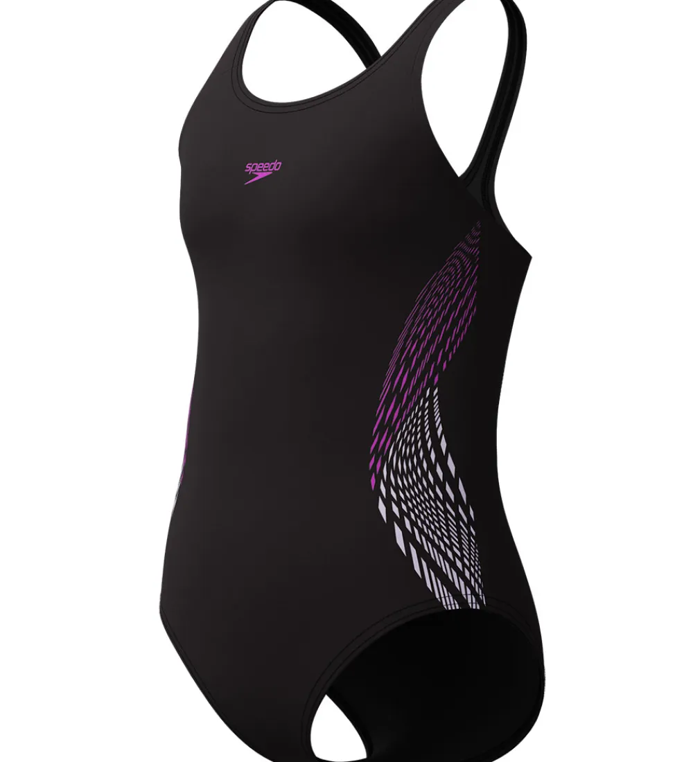 Speedo Svømmetøj*Badedragt - Placement Muscleback - Sort m. Lilla