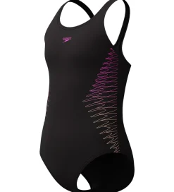 Speedo Svømmetøj|Svømning*Badedragt - Placement Muscleback - Sort/Fersken
