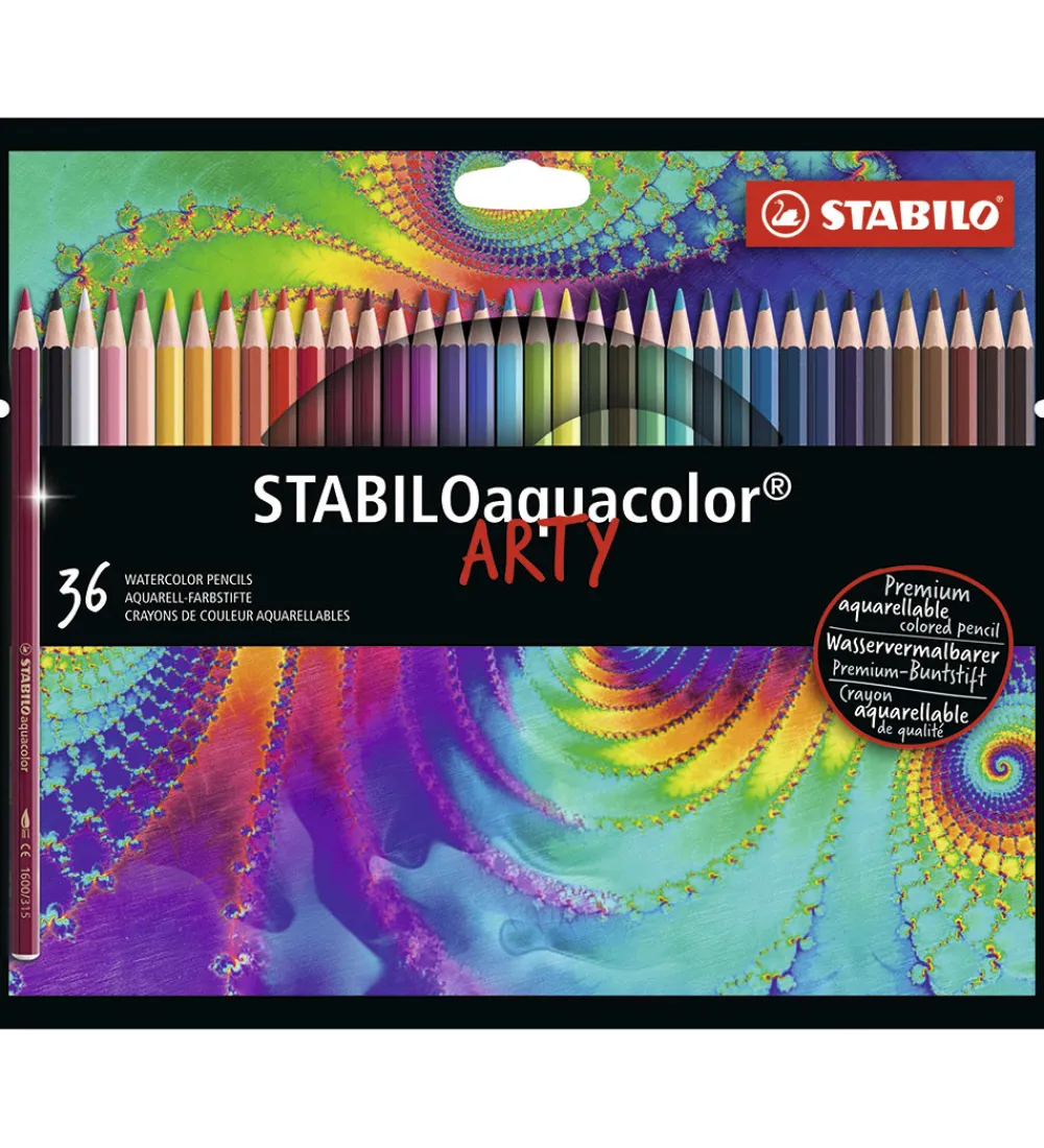 Tuscher Og Farver|Skriveredskaber-Stabilo Farveblyanter - Aquacolor Arty - 36 stk. - Multifarvet
