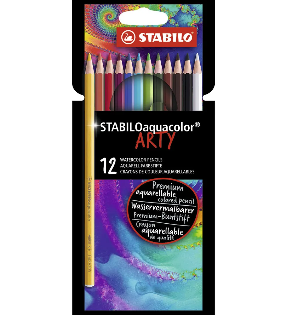 Stabilo Tuscher Og Farver|Skriveredskaber*Farveblyanter - Aquacolor Arty - 12 stk. - Multifarvet