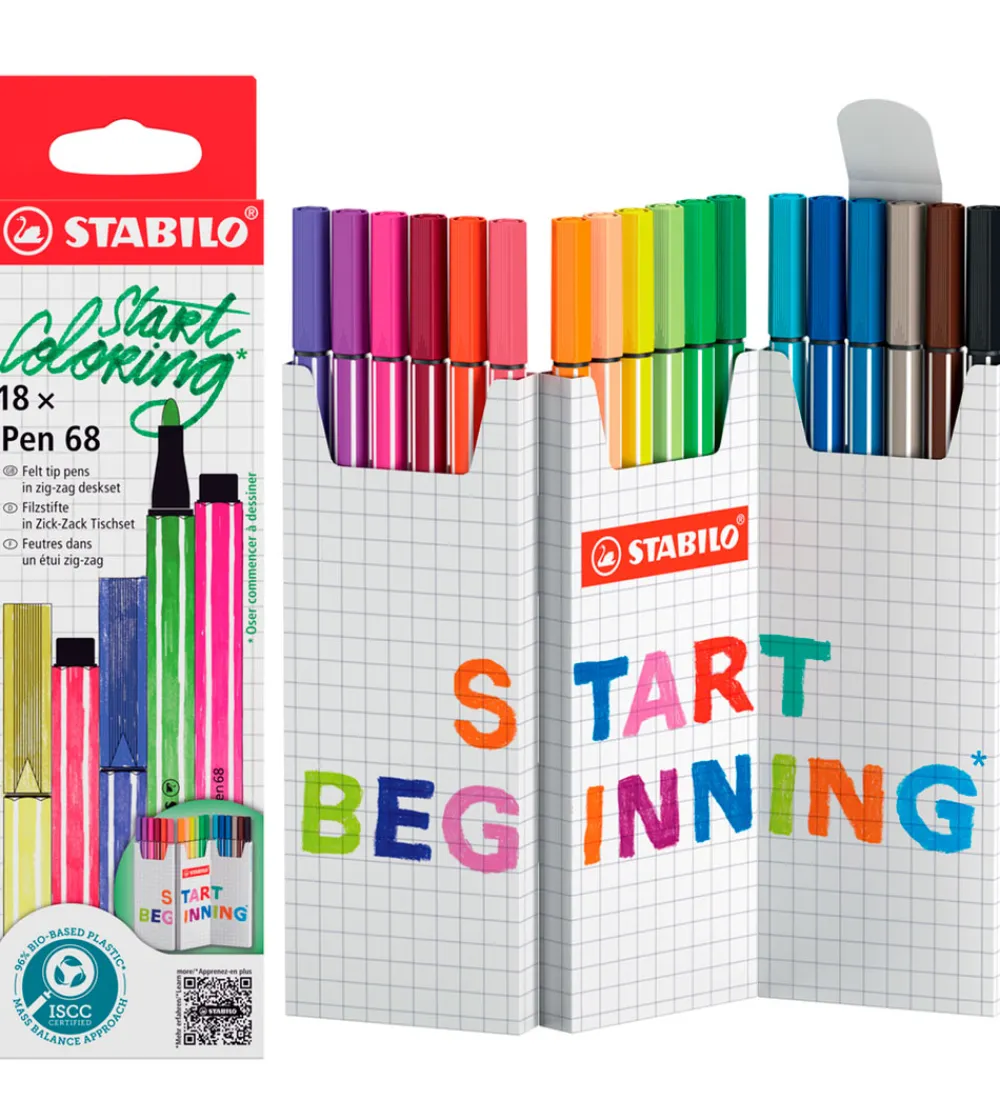 Stabilo Tuscher Og Farver|Skriveredskaber*Tuscher - Pen 68 - 18 stk. - Multifarvet