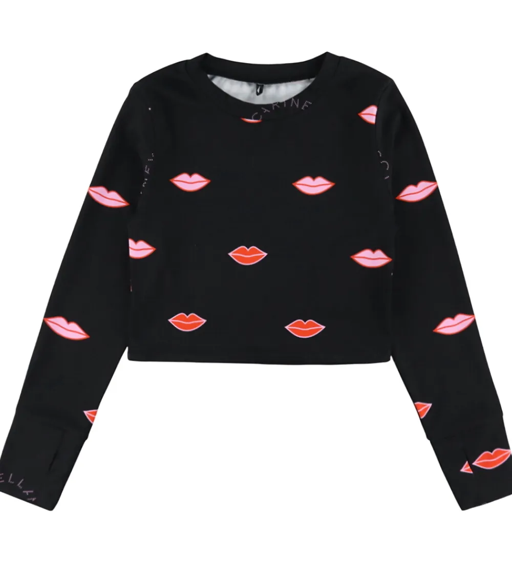 Badetøj-Stella McCartney Kids Badebluse - Cropped - UV50+ - Sort m. Læbe