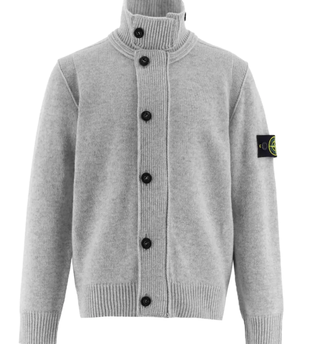 Stone Island Striktrøjer*Cardigan - Uld/Viskose - Gråmeleret