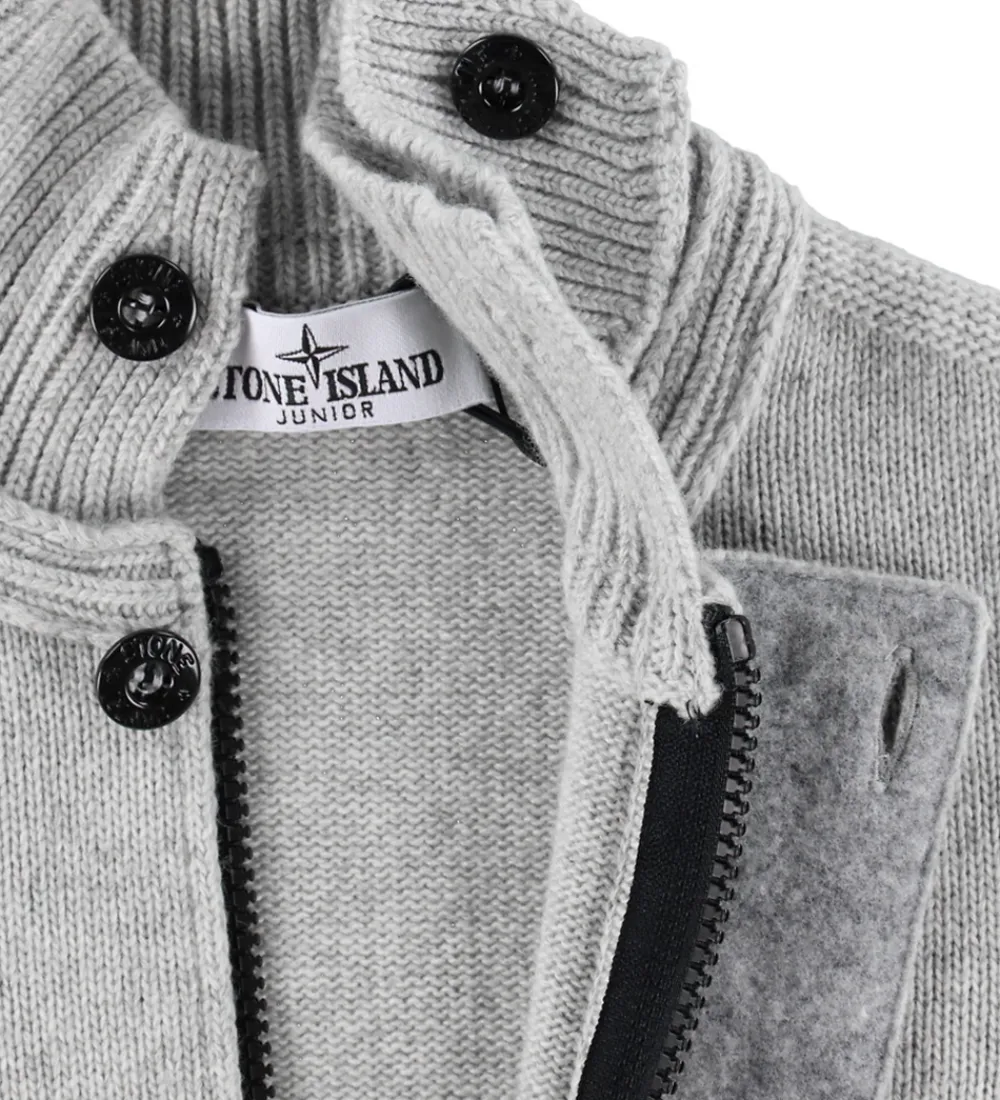 Stone Island Striktrøjer*Cardigan - Uld/Viskose - Gråmeleret