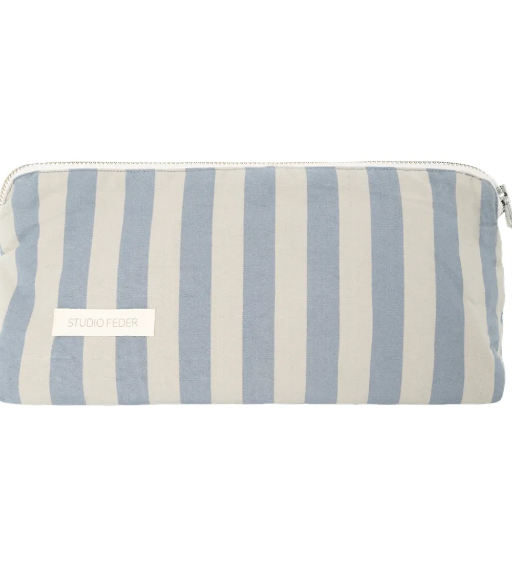 Toilettasker|Toilettasker-Studio Feder Toilettaske - Celia Mini - Cotton - Pale Blue Strip