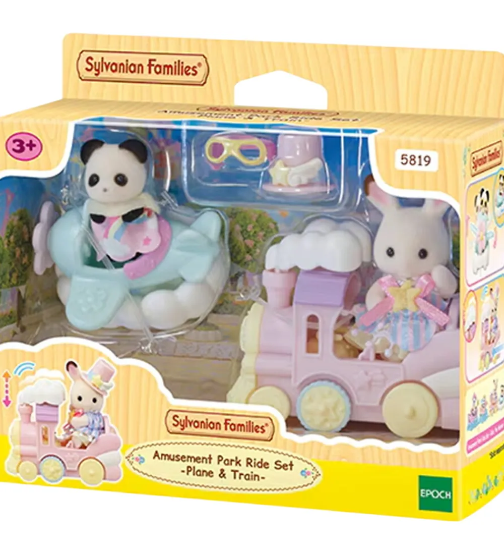 Figurer-Sylvanian Families - Amusement Park Ride Set - Plane & Train - 5
