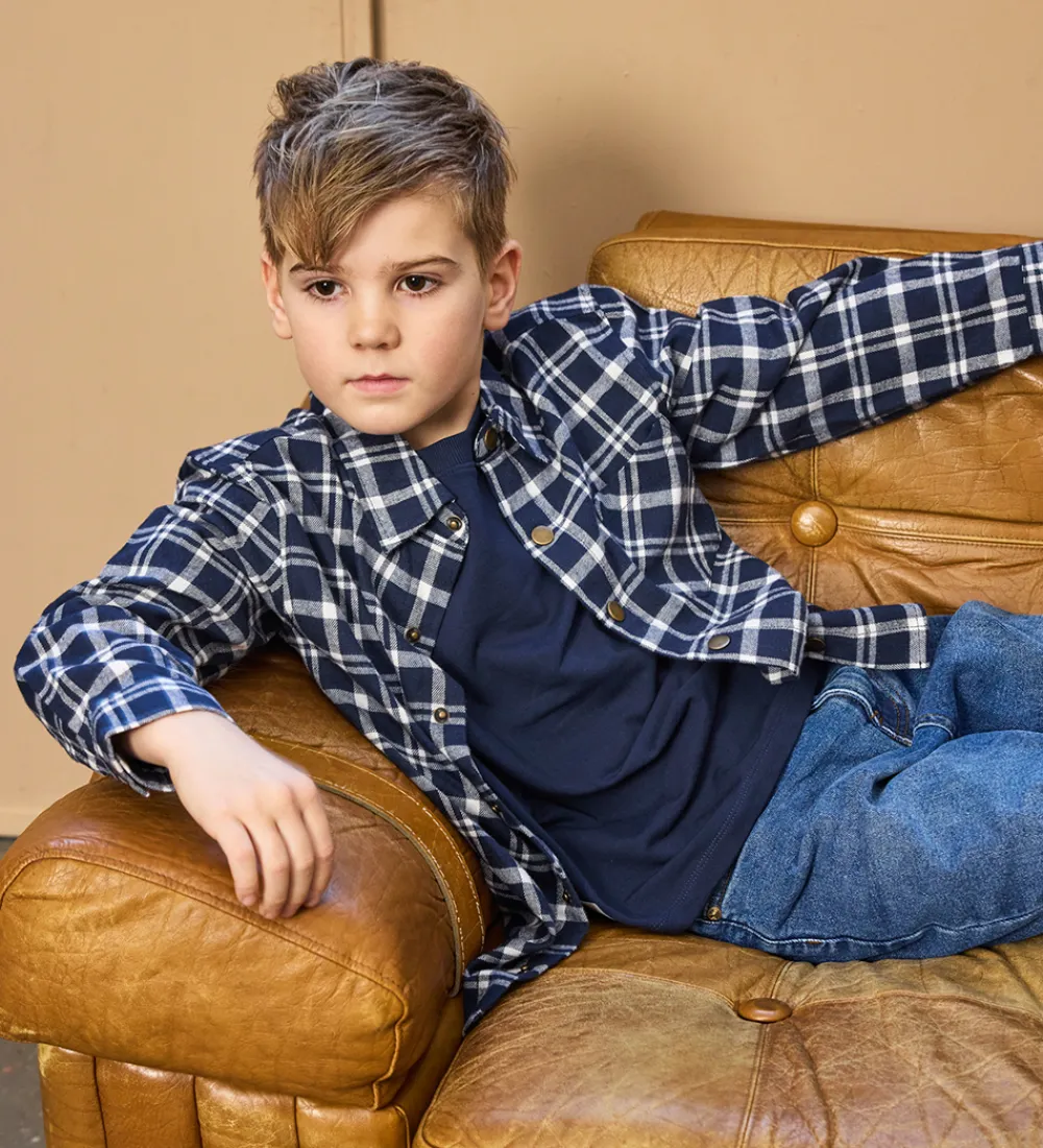 Skjorter-The New Skjorte - TnRonan - Navy Blazer Check
