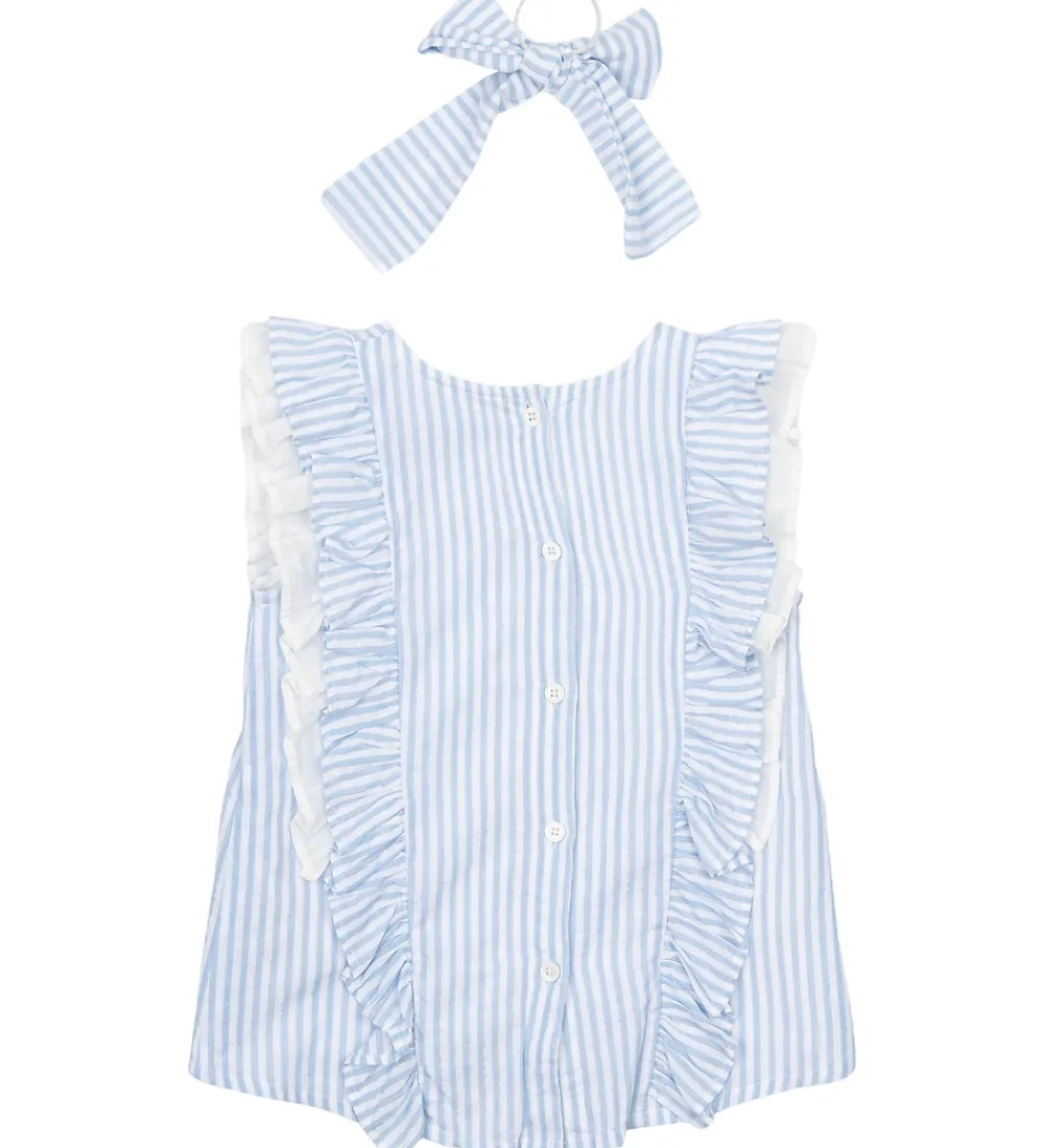 The New Toppe*Top/Hårelastik - TnNalani - White Swan Striped m. Glimme