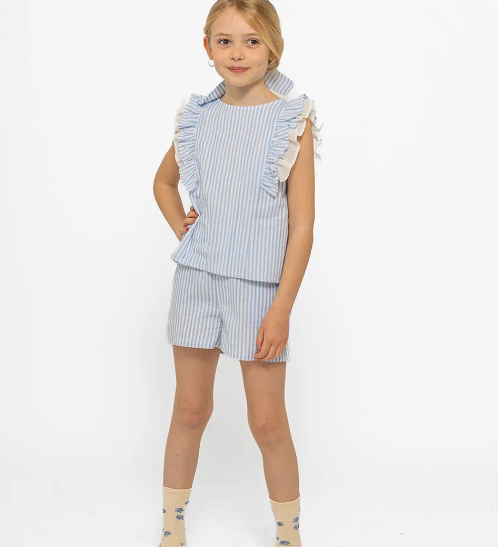 The New Toppe*Top/Hårelastik - TnNalani - White Swan Striped m. Glimme