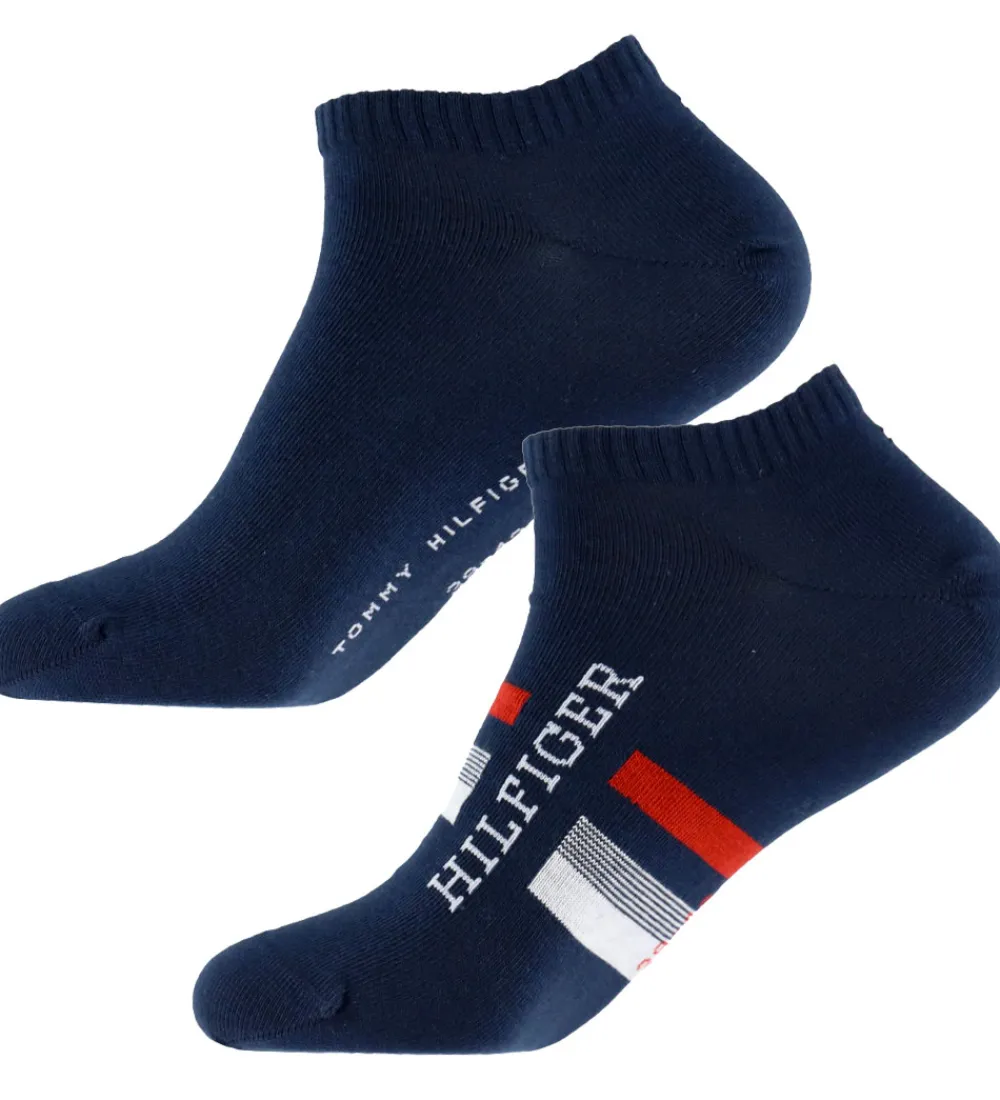 Strømper|Basis-Tommy Hilfiger Ankelstrømper - 2-pak - Navy m. Rød