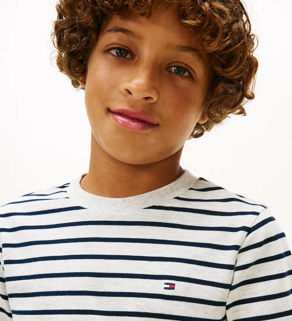 Bluser-Tommy Hilfiger Bluse - Stripe - Light Grey Heather Stripe Grey