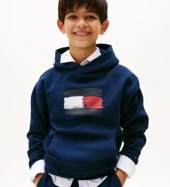 Hættetrøjer-Tommy Hilfiger Hættetrøje - Flag - Dark Night Navy