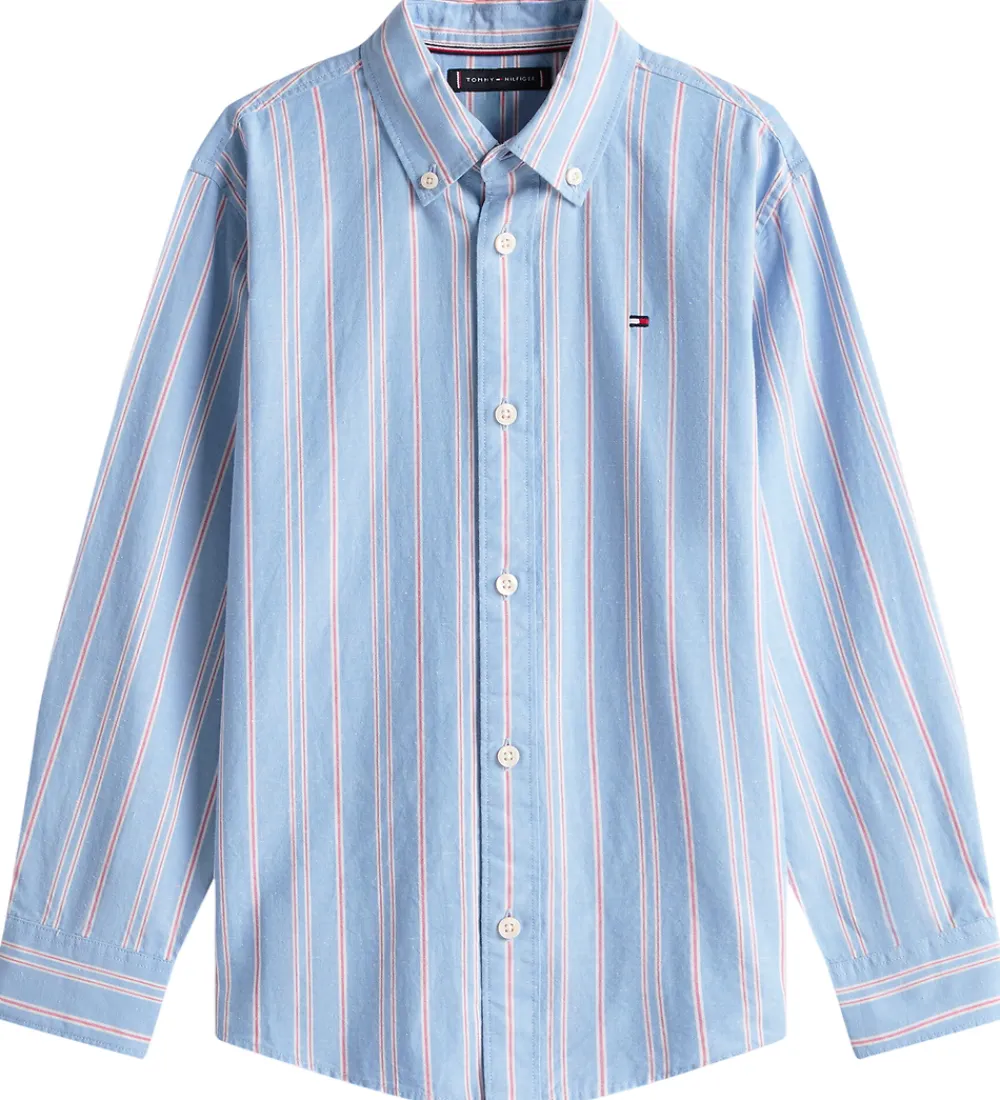 Tommy Hilfiger Skjorter|Konfirmationstøj*Skjorte - Cloudy Blue m. Hvid/Rød