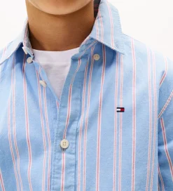 Tommy Hilfiger Skjorter|Konfirmationstøj*Skjorte - Cloudy Blue m. Hvid/Rød