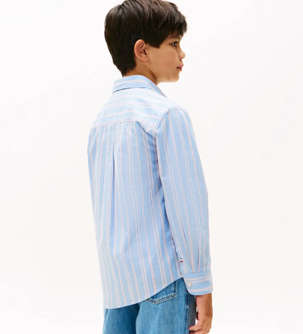 Tommy Hilfiger Skjorter|Konfirmationstøj*Skjorte - Cloudy Blue m. Hvid/Rød