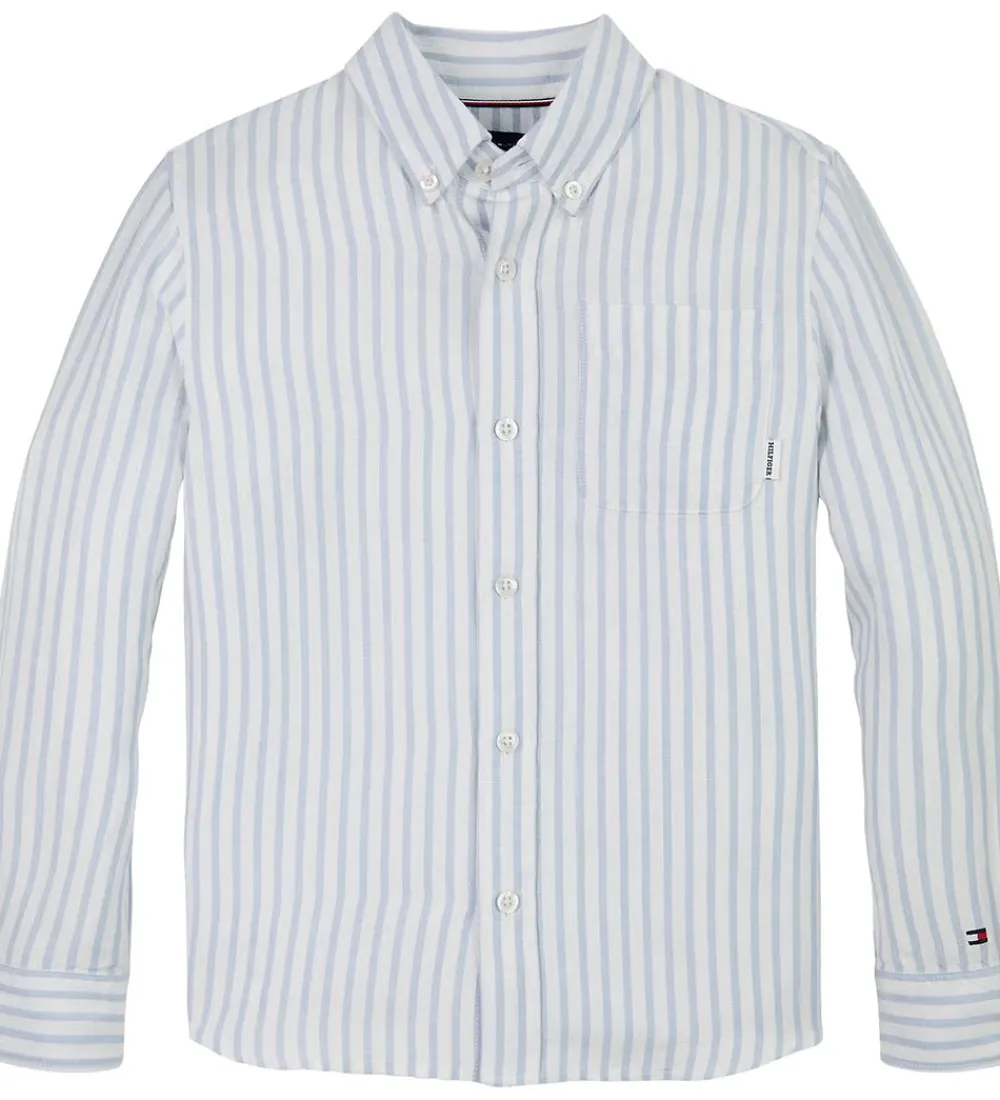 Konfirmationstøj-Tommy Hilfiger Skjorte - Hør - Linen Blend - Breezy Blue Stripe
