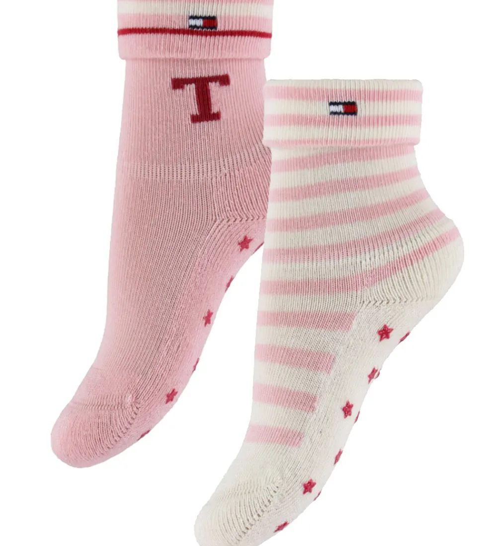 Strømper-Tommy Hilfiger Strømper - 2-pak - Rosa/Hvid