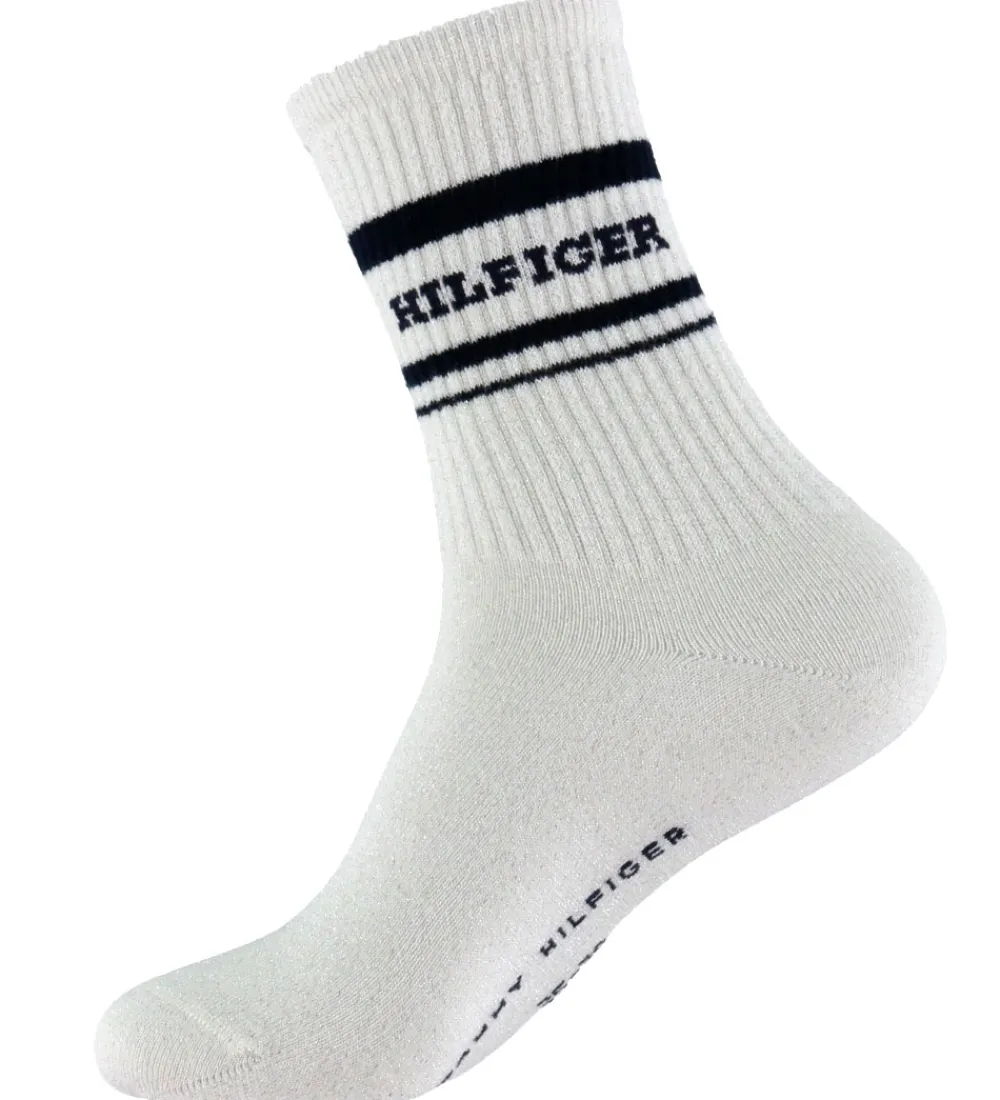 Tommy Hilfiger Strømper*Strømper - 2-pak - Off White m. Sort/Glimmer