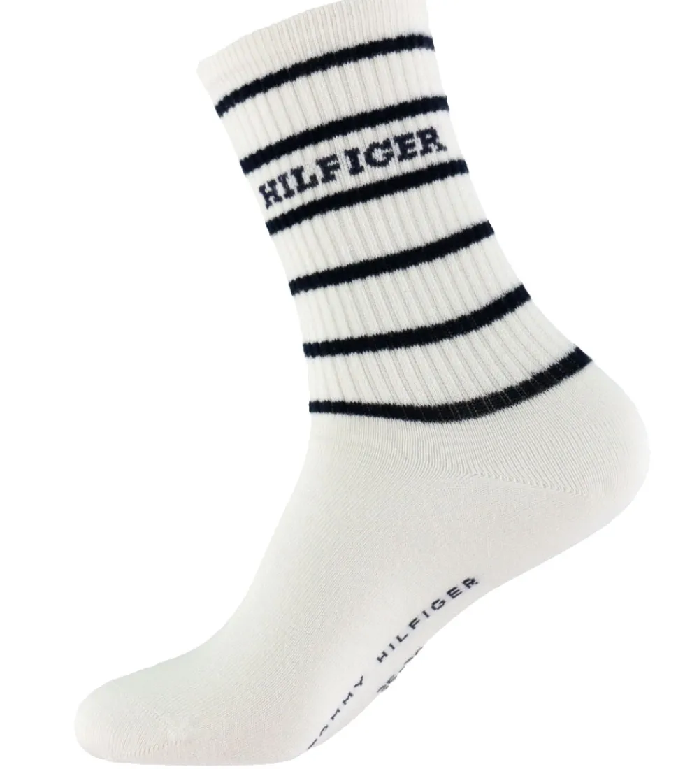 Tommy Hilfiger Strømper*Strømper - 2-pak - Off White m. Sort/Glimmer