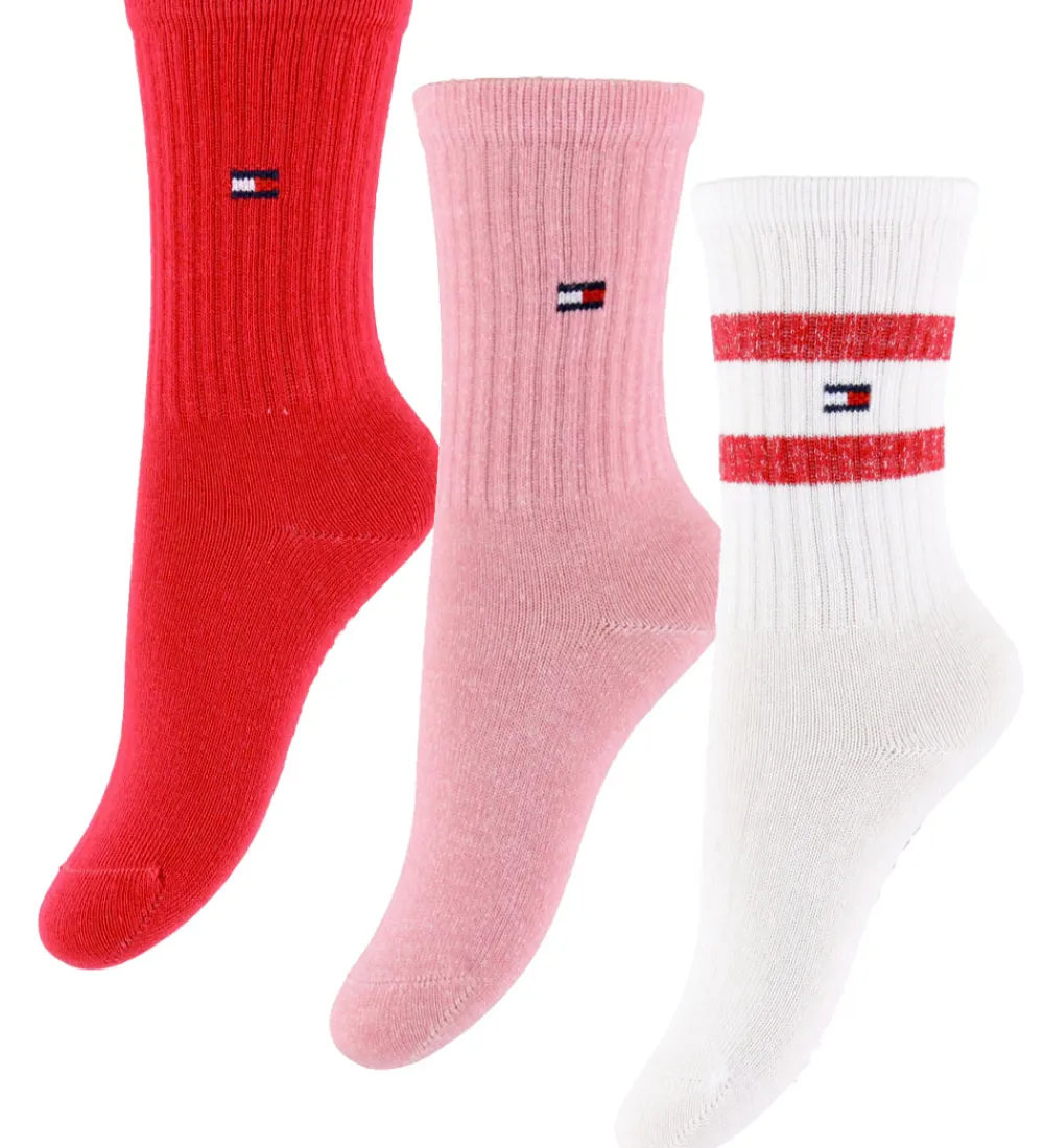 Strømper-Tommy Hilfiger Strømper - 3-pak - Rød/Rosa/Hvid