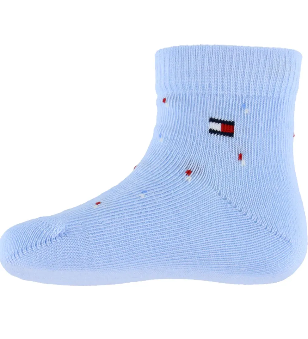Strømper-Tommy Hilfiger Strømper - 2-pak - Lyseblå/Hvid m. Print