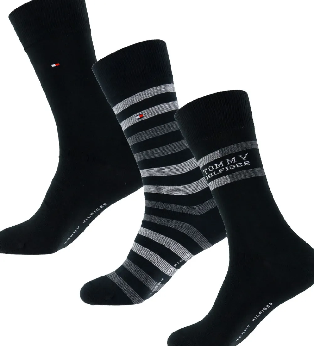 Strømper-Tommy Hilfiger Strømper - 3-pak - Sort m. Grå