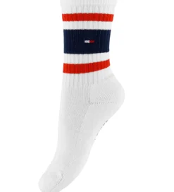 Basis|Strømper-Tommy Hilfiger Strømper - 2-pak - Hvid m. Logostriber