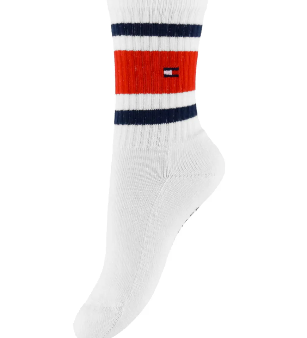 Tommy Hilfiger Strømper|Basis*Strømper - 2-pak - Navy/Hvid m. Logostriber