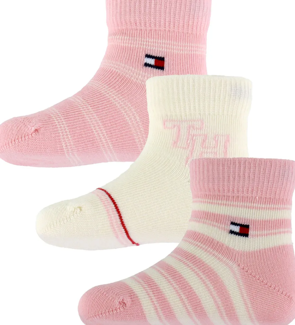 Strømper-Tommy Hilfiger Strømper - 3-pak - Rosa/Hvid