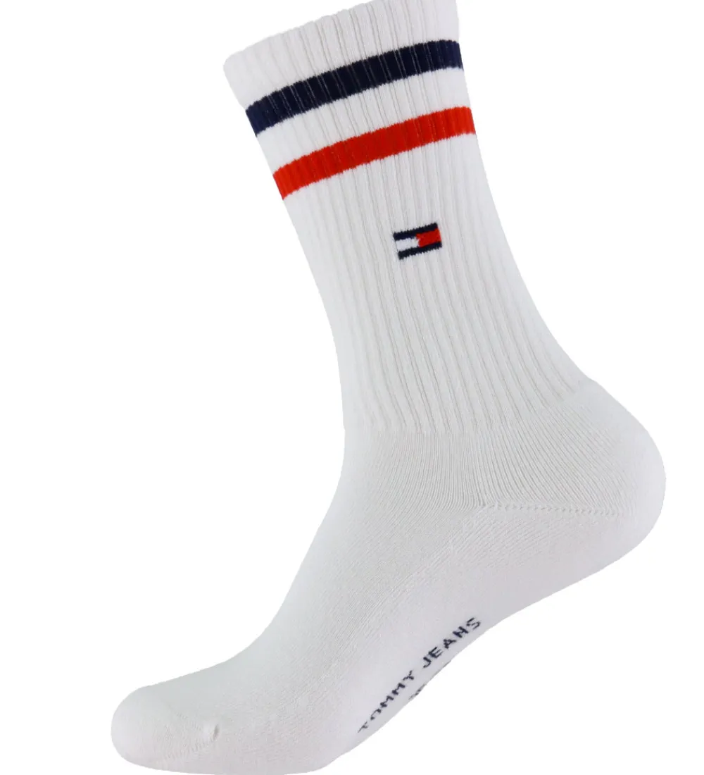 Strømper-Tommy Hilfiger Strømper - 2-pak - Hvid m. Striber