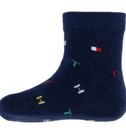 Strømper-Tommy Hilfiger Strømper - 2-pak - Tommy Original/Hvid m. Print