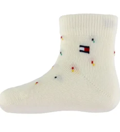 Strømper-Tommy Hilfiger Strømper - 2-pak - Tommy Original/Hvid m. Print