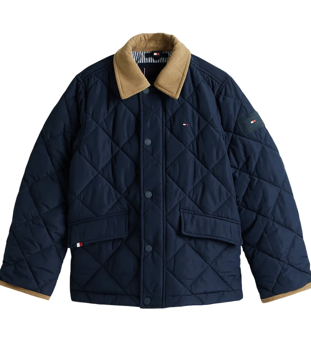 Termotøj-Tommy Hilfiger Termojakke - Quilted - Contrast Collar - Dark Nig