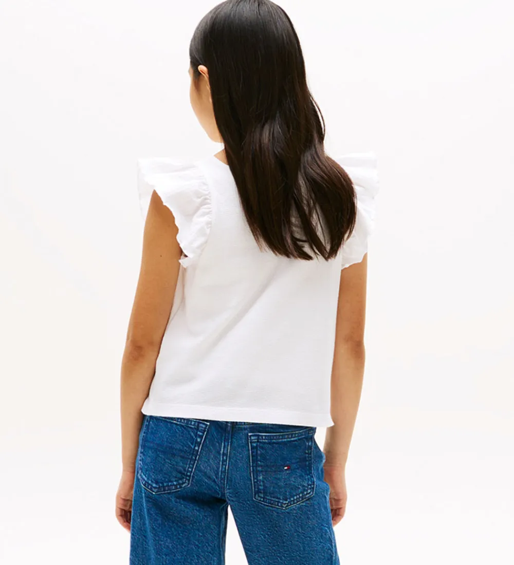 Toppe-Tommy Hilfiger Top - Ruffle - Hvid