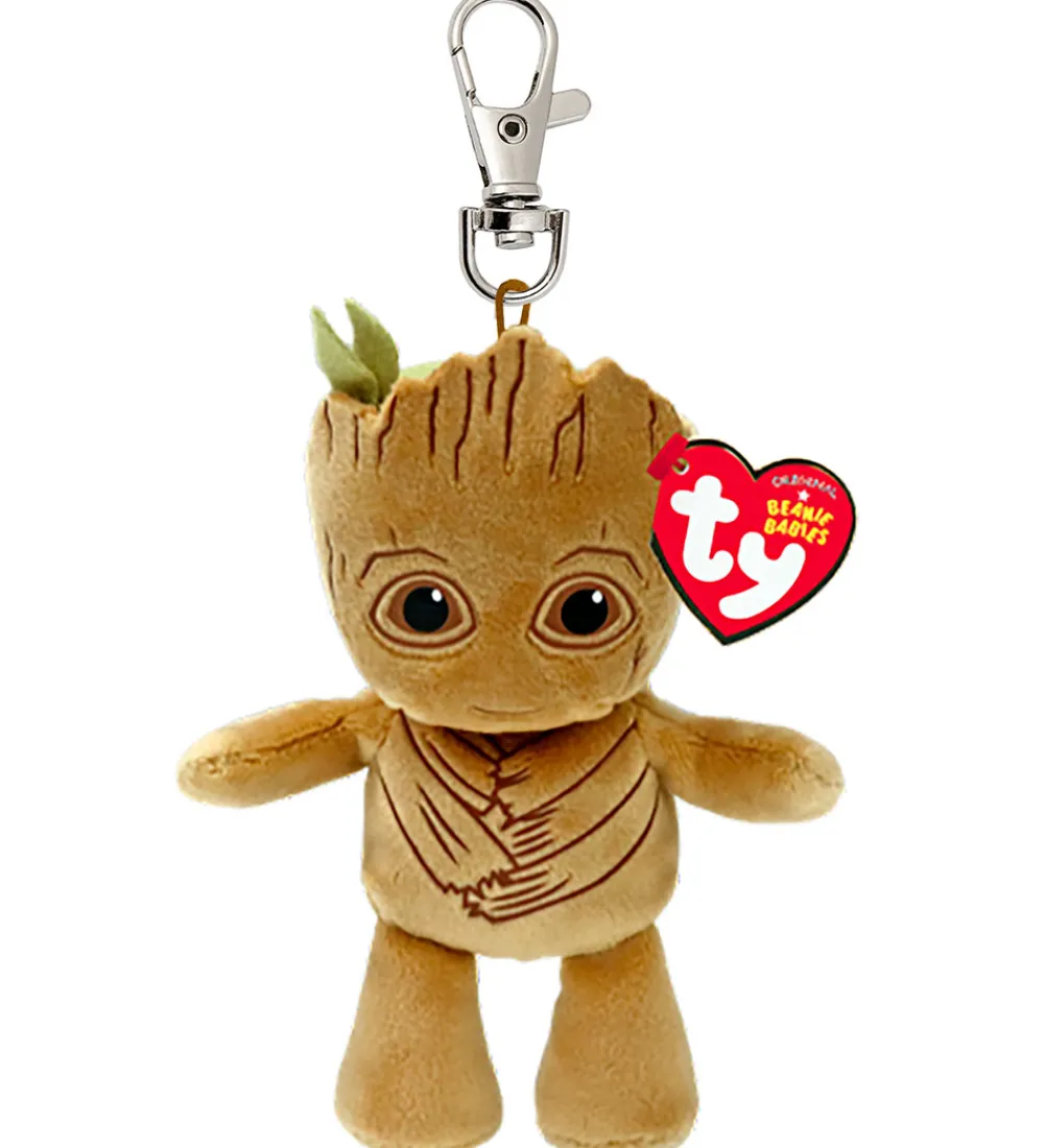 Nøgleringe-Ty Nøglering m. Bamse - Beanie Babies - 10 cm - Marvel Groot