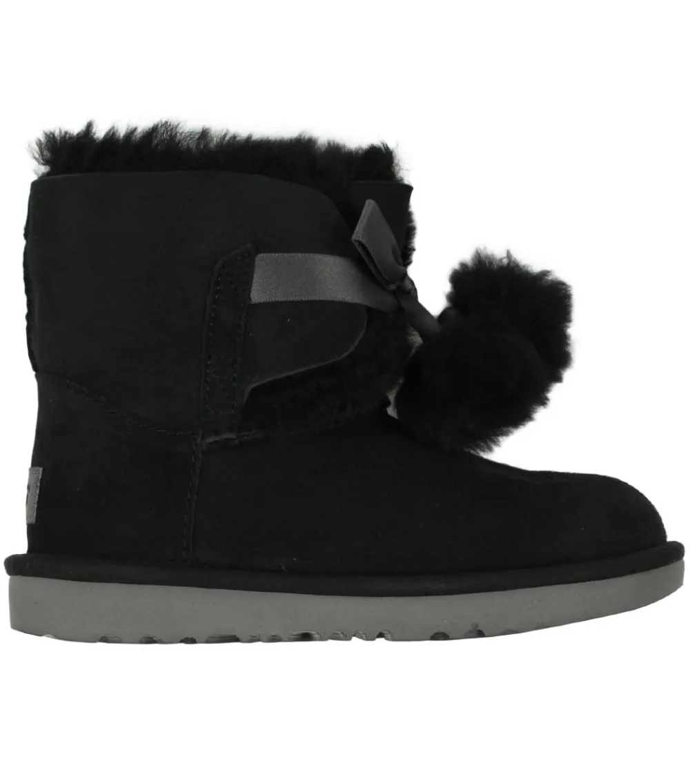 UGG Bamsestøvler*Bamsestøvler - Gita - Sort m. Pom Poms