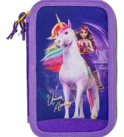 Penalhuse-Unicorn Academy Penalhus m. Indhold - Dobbelt - Lilla/Glitter