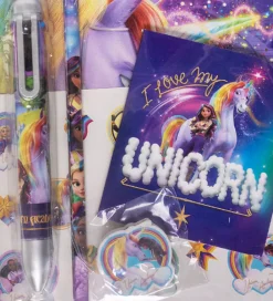 Tuscher Og Farver-Unicorn Academy Skrivesæt m. Multifarvet Kuglepen