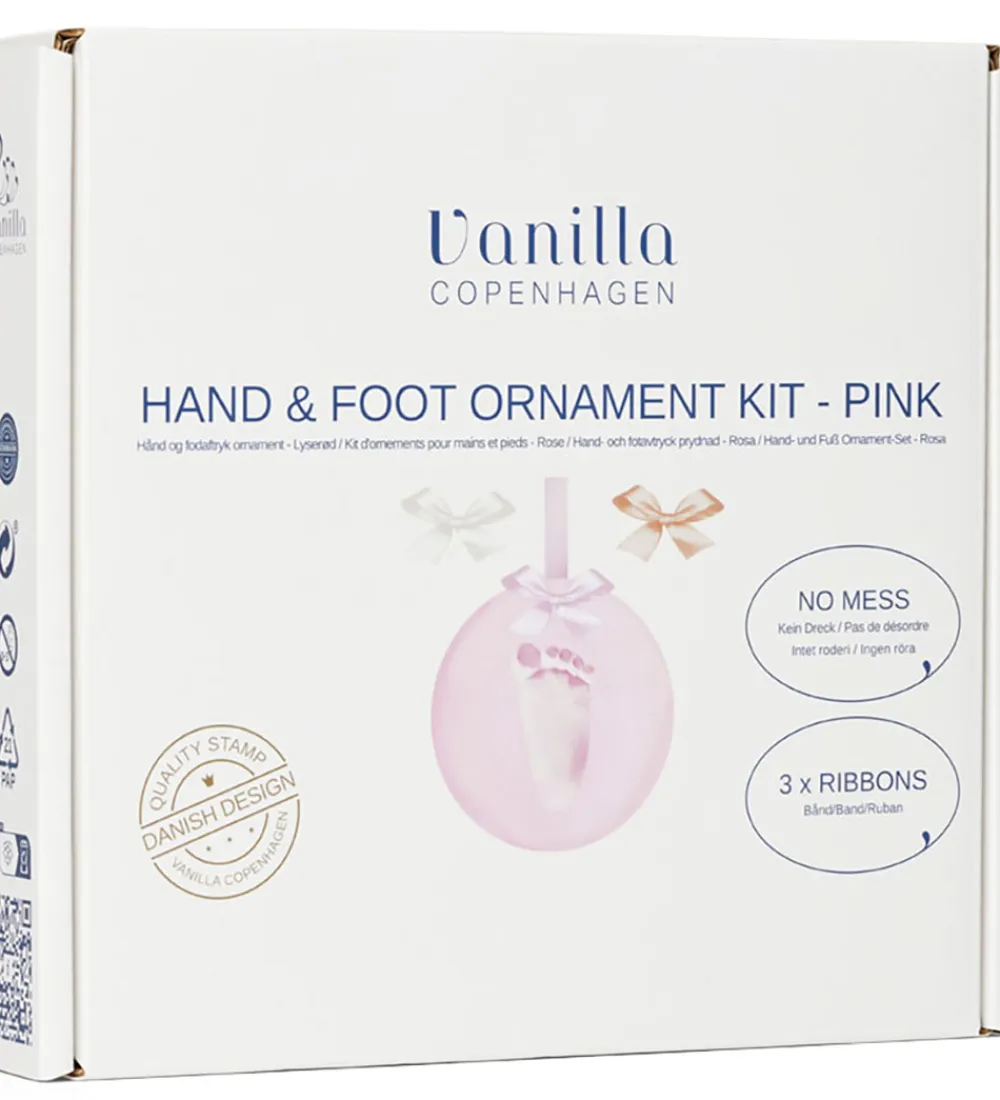 Kreasæt-Vanilla Copenhagen Hånd- og Fodaftryk sæt m. Bånd - Rosa